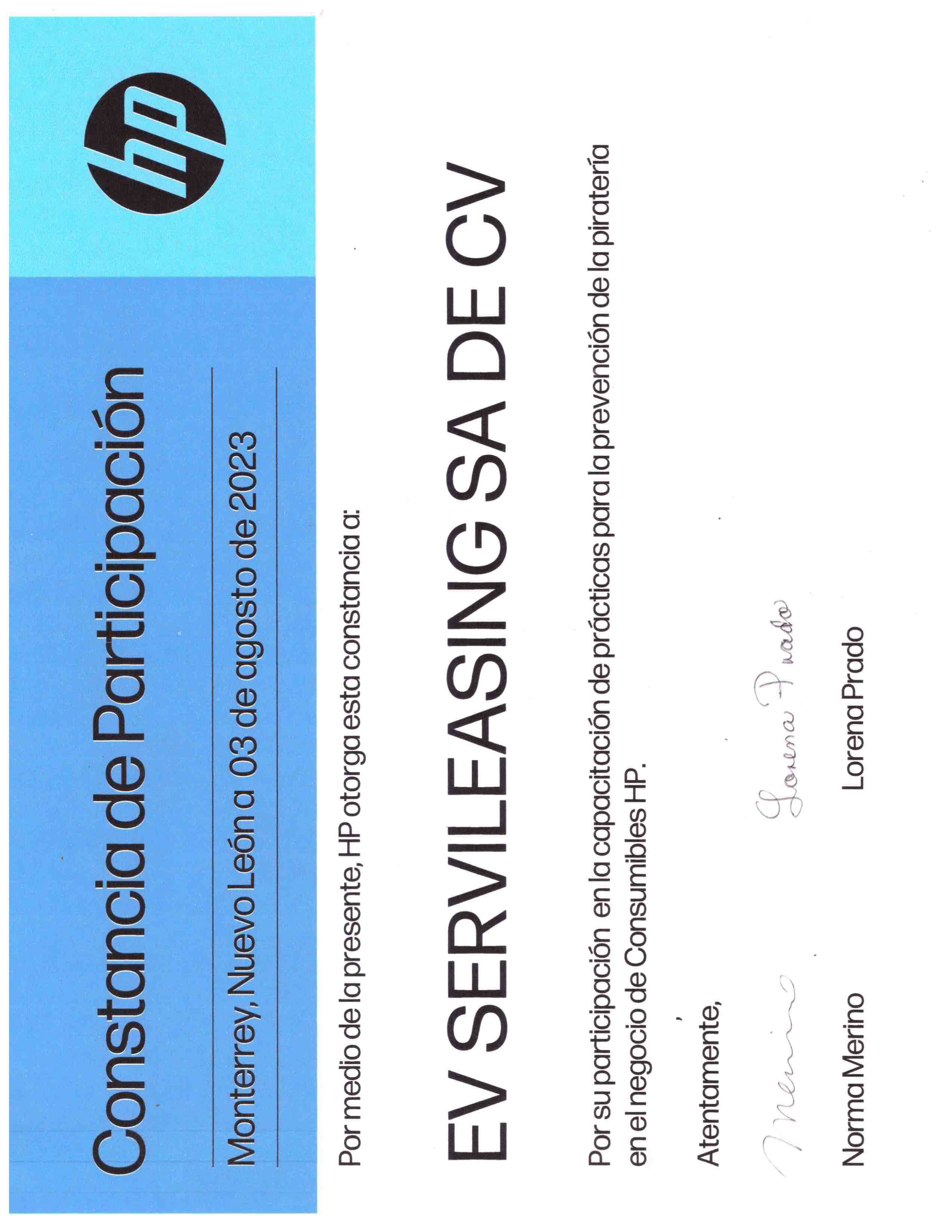 HP Constancia de Participación 2023